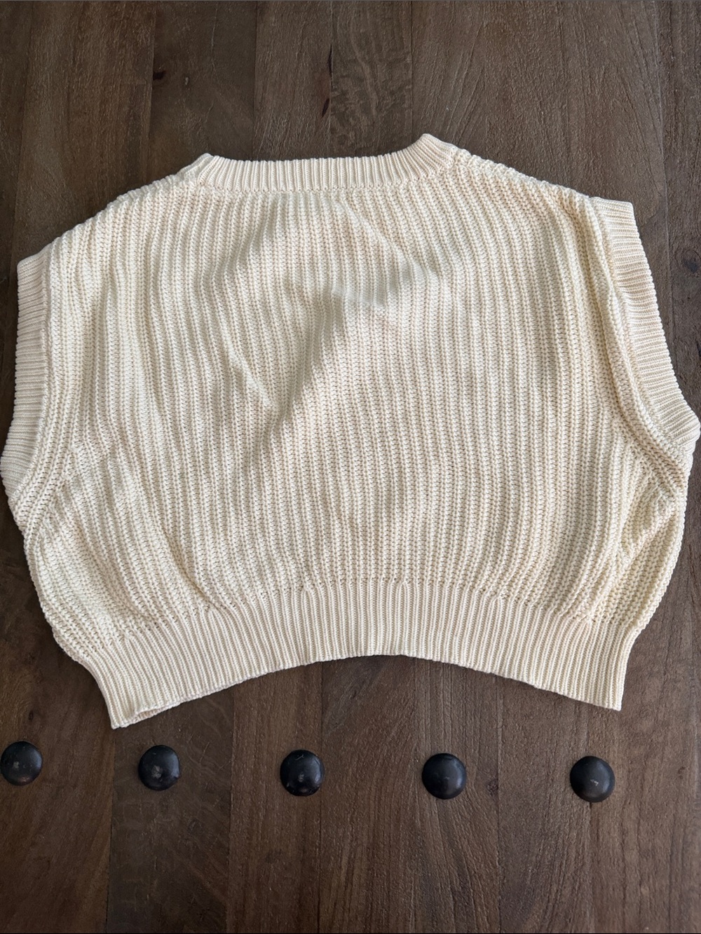 Marine Layer Devon Sweater Vest Chunky Cotton Knit Breathable Cream Medium R83 - Picture 5 of 8